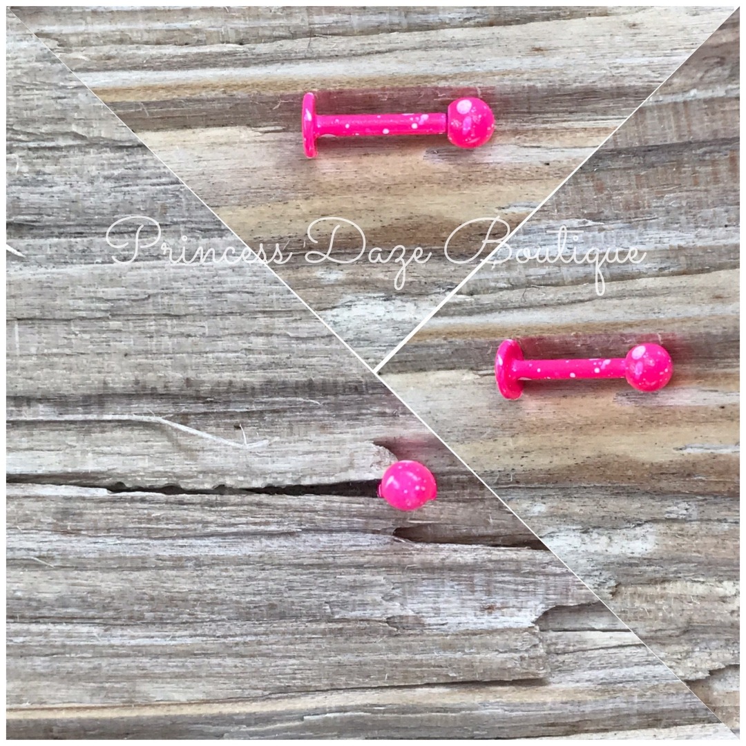 Hot Pink Paint Splatter Labret Monroe Lip Earring Piercing